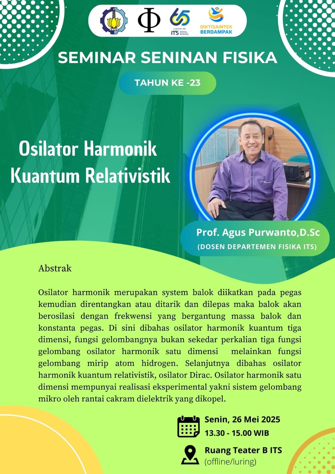 monday seminar abstrak agus purwanto lecturer of department of physics fsad its surabaya
