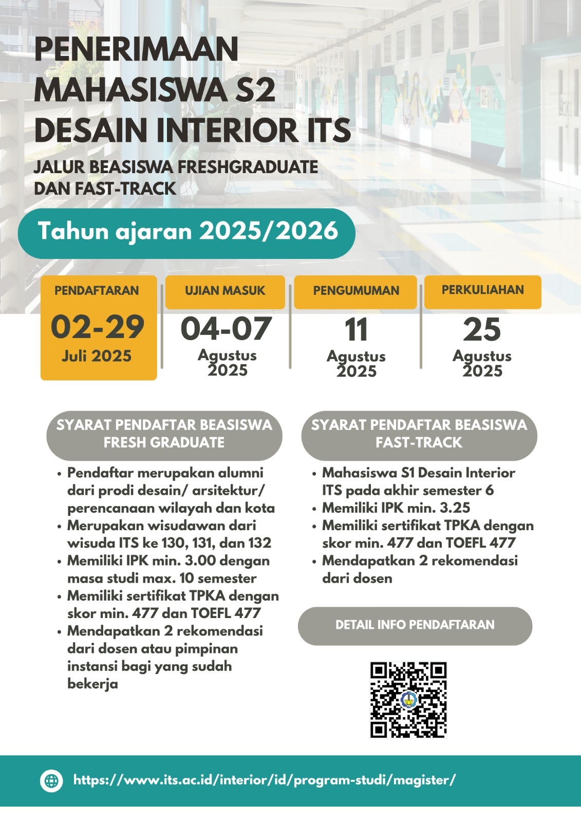 Info Pendaftaran S2 Interior ITS