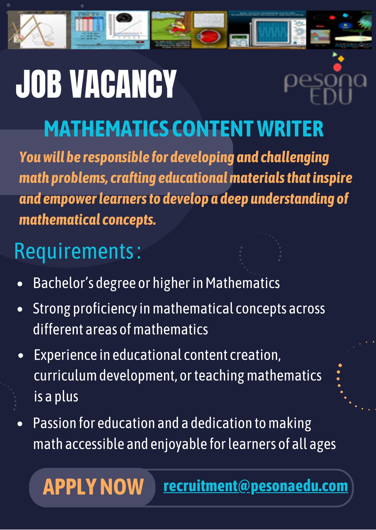 JOB VACANCY MATHEMATICS CONTENT WRITER