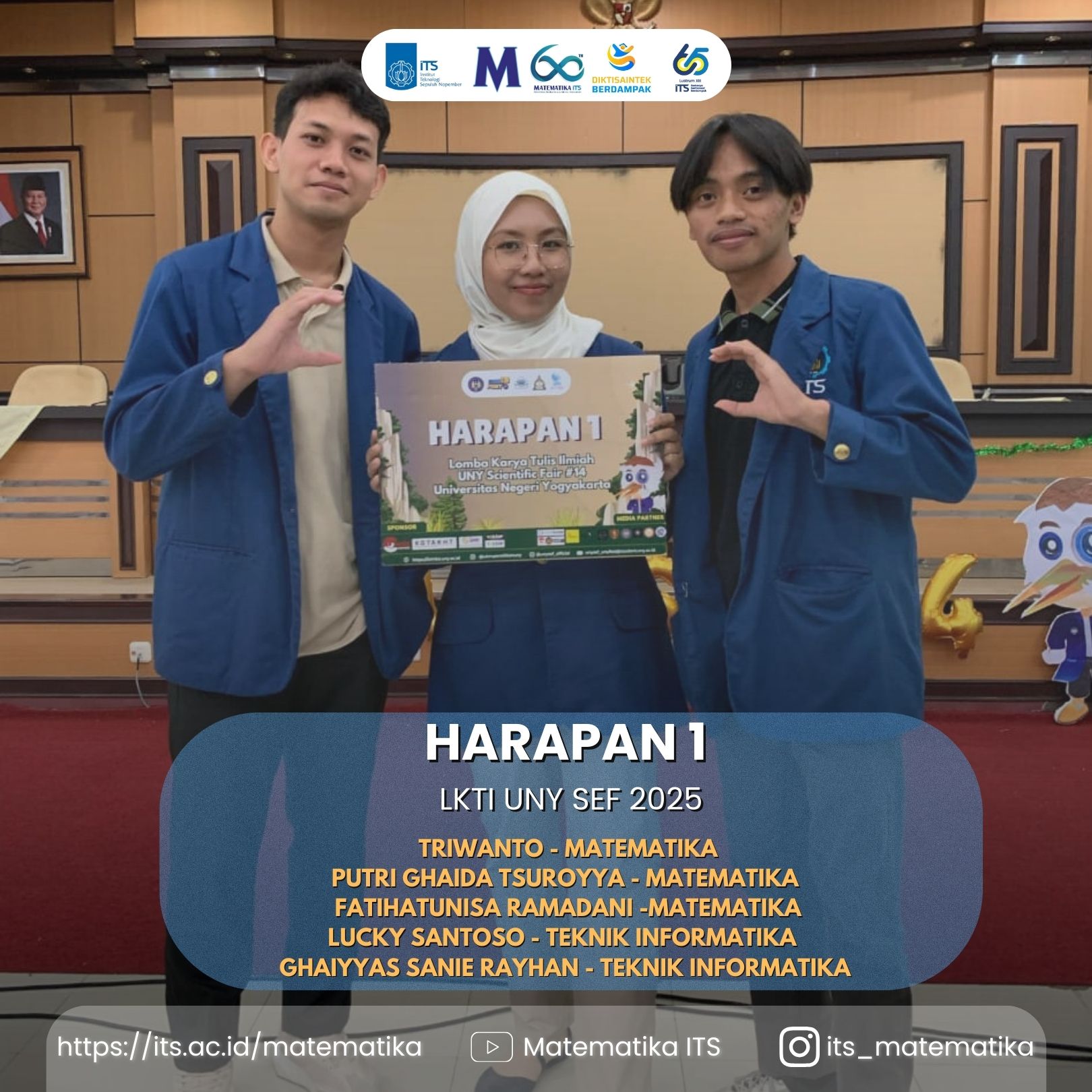 Tim COBIS ITS Raih Juara Harapan 1 pada LKTI UNY SEF 2025