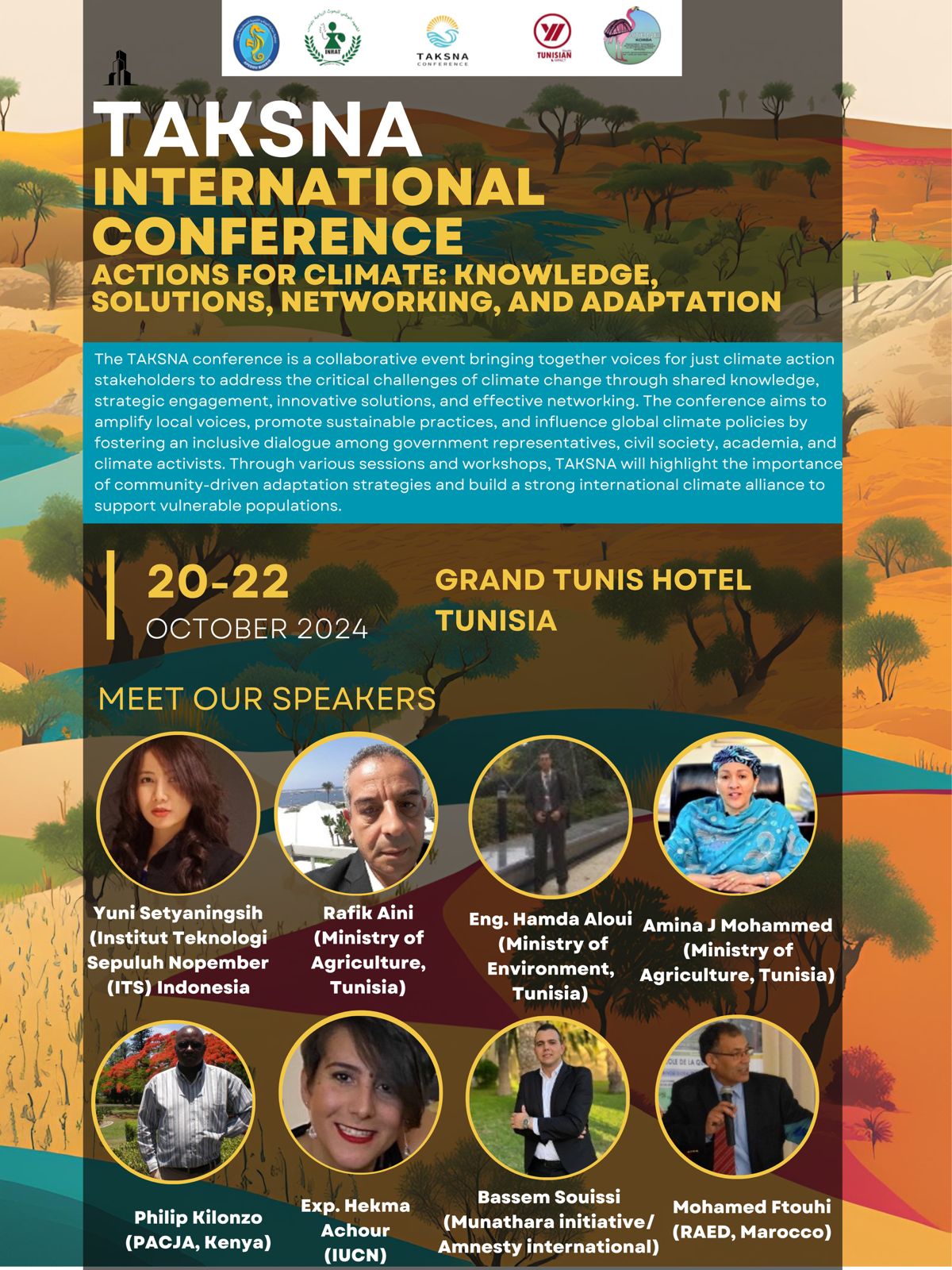 Poster Taksna International Conference yang diselenggarakan di Grand Tunis Hotel, Tunisia, Oktober 2024 lalu