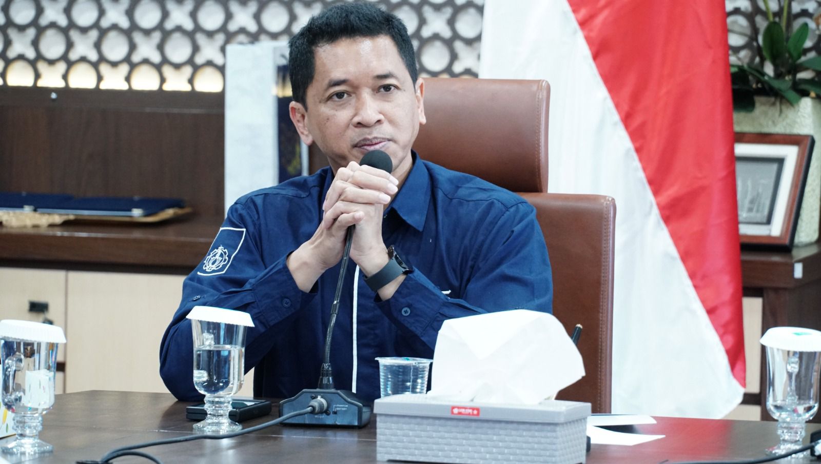 Rektor ITS Prof Ir Bambang Pramujati ST MScEng PhD menyampaikan sambutannya pada penandatanganan MoU antara ITS dengan Pemkab TTU