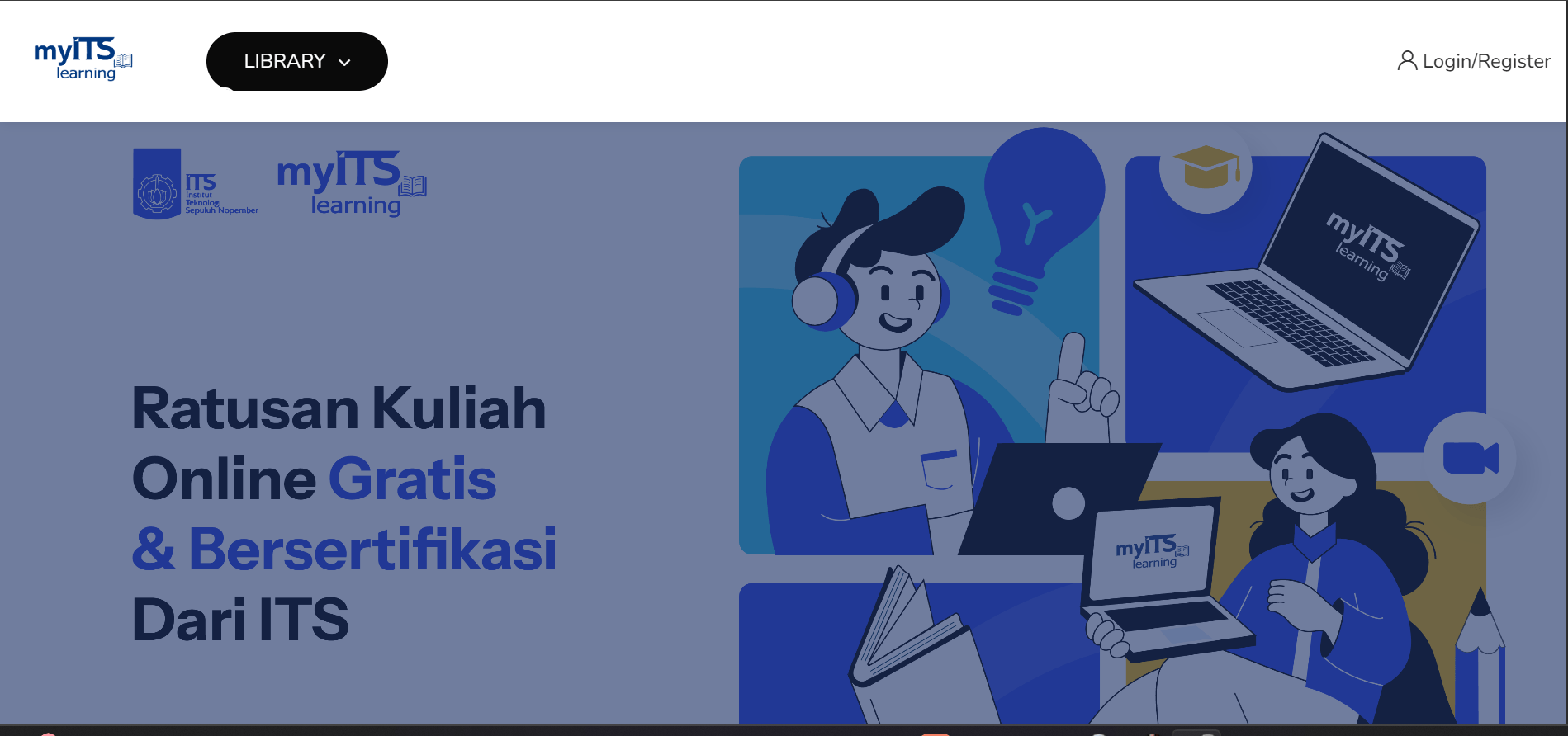 Tampilan antarmuka laman learning.its.ac.id yang digunakan sebagai media pembelajaran interaktif bagi maba dalam rangkaian PKKMB 2025