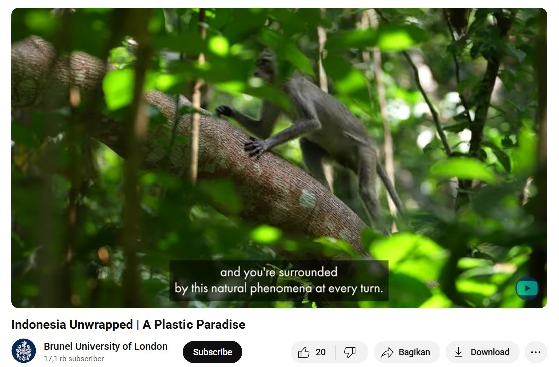  cuplikan film berjudul Indonesia Unwrapped, A Plastic Paradise hasil kolaborasi penelitian ITS dengan berbagai Universitas Global
