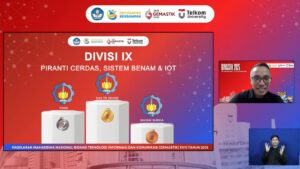 Ketiga tim ITS yang berhasil menyapu bersih medali juara pada Divisi 9 Piranti Cerdas, Sistem Benam & Internet of Things (IoT) di Gemastik XVIII 2025
