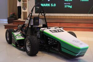 The Anargya Formula EV Mark 5.0 car from the ITS Anargya Team that will compete in the Formula Society of Automotive Engineers (FSAE) Australasia 2025 event.