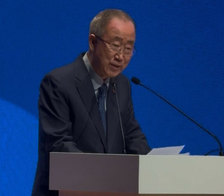 Ban Kin-moon, Sekjen PBB Periode 2007-2016, saat memberi sambutan dalam Opening Ceremony QS High Education Summit Asia Pasific (QS APAC) 2025 di Seoul, Korea Selatan