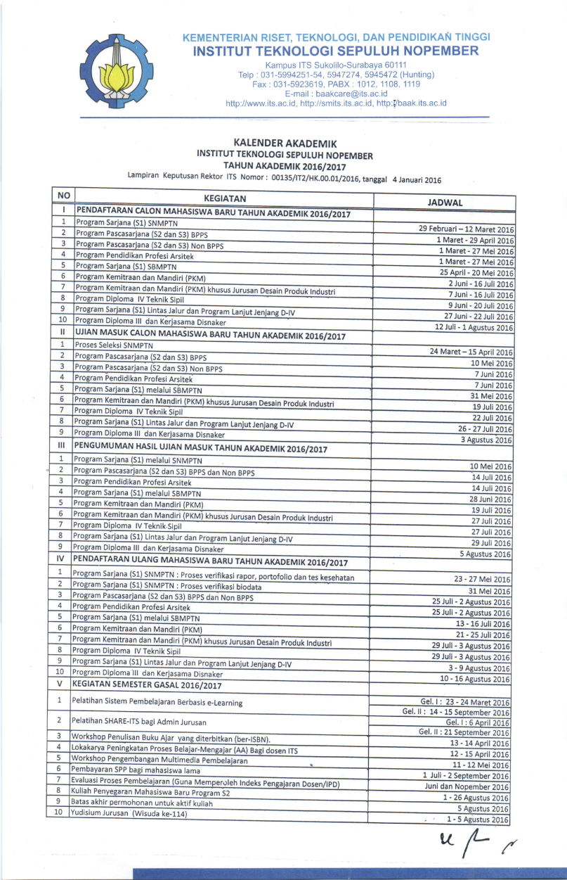 Academic Calendar - Departemen Desain Produk Industri