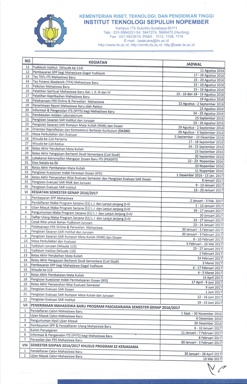 Kalender Akademik - Departemen Desain Produk Industri