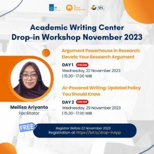 Academic Writing Center Drop-in Workshop November 2023