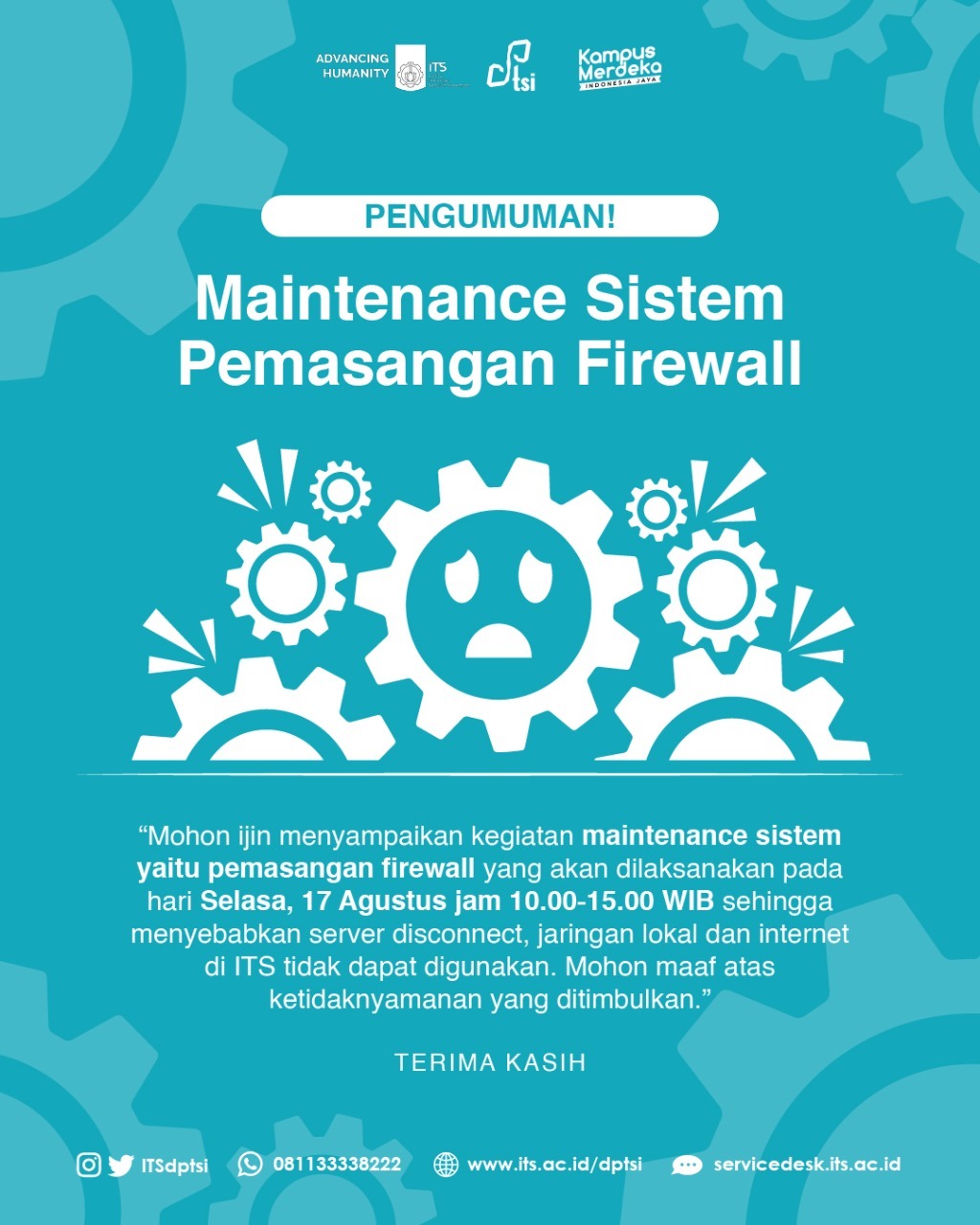 System Maintenance Announcement on August 17, 2021 DPTSI