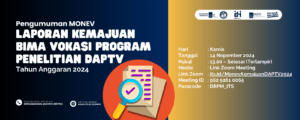 Monitoring Evaluasi Laporan Kemajuan BIMA Vokasi Program Penelitian DAPTV Tahun Anggaran 2024