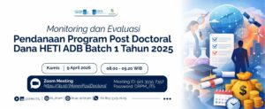 Monev Laporan Kemajuan Penelitian Post Doctoral Batch 1 Tahun 2025 Dana HETI