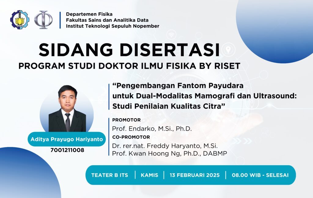 Backdrop Sidang Disertasi Aditya Praqyugo Hariyanto Departemen Fisika FSAD ITS Surabaya
