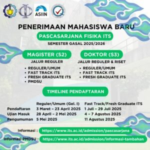 pendaftaran pasca sarjana Departemen Fisika FSAD ITS Surabaya