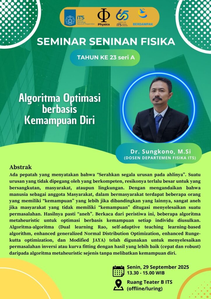 Seminar seninan departemen fisika FSAD ITS Surabaya