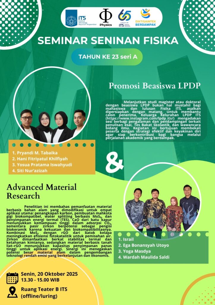 seminar seninan mahasiswa pascasarjana departemen fisika FSAD ITS Surabaya