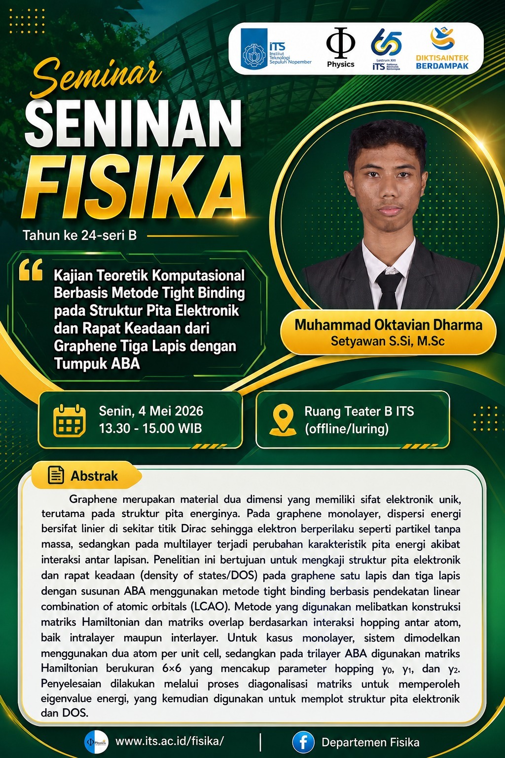 Seminar Seninan Mahasiswa Pasca Sarjana Departemen Fisika FSAD ITS Surabaya