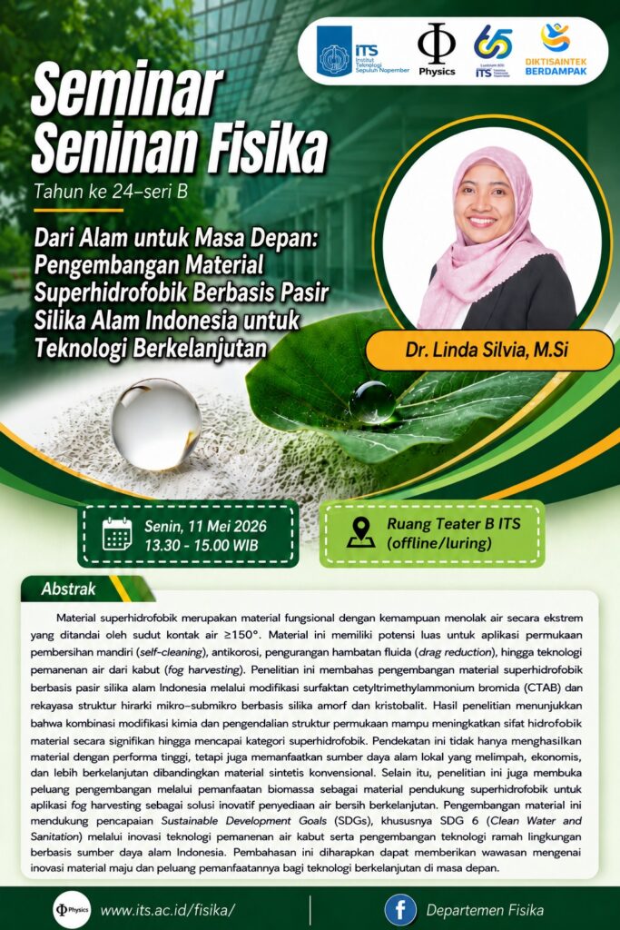 Seminar Seninan Linda Sylvia dosen Departemen Fisika FSAD ITS Surabaya
