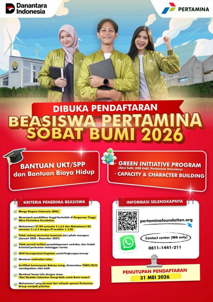 Beasiswa Pertamina Sobat Bumi 2026
