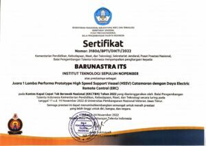 Sertifikat Barunastra Teknik Komputer ITS