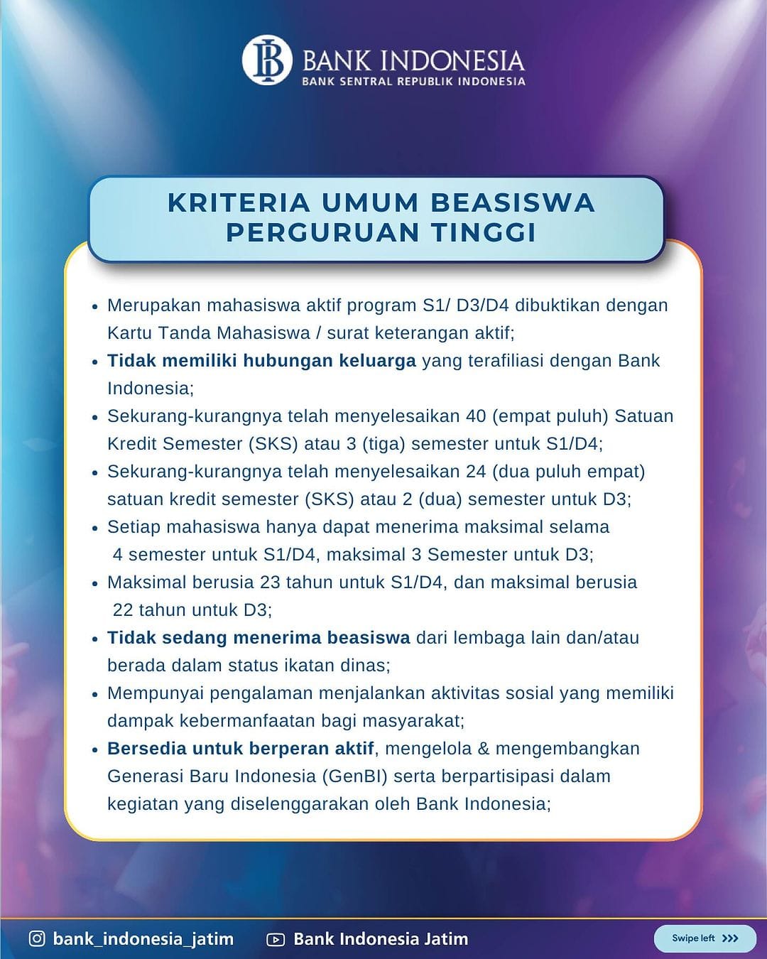Beasiswa Bank Indonesia 2024