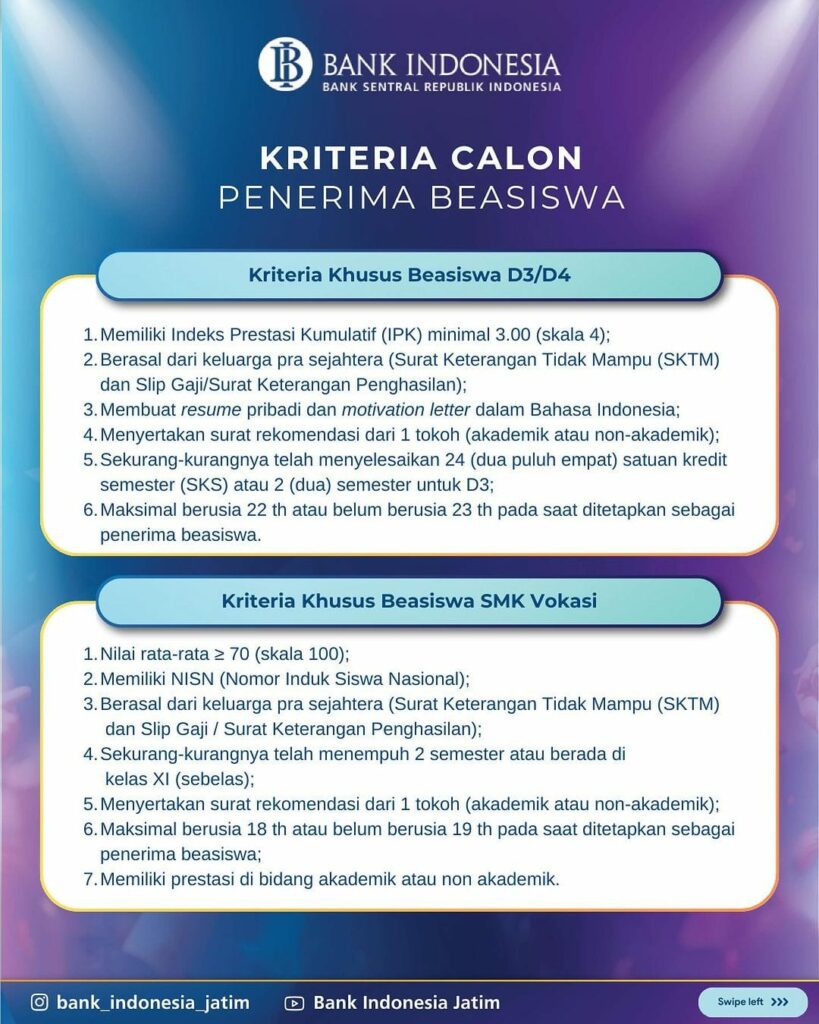 Beasiswa Bank Indonesia 2024 - Departemen Matematika Departemen