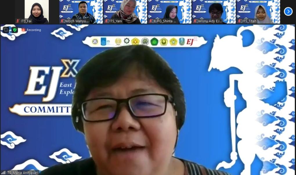 Prof Maria Anityasari PhD, Direktur Kemitraan Global ITS saat pembukaan East Java Exploration (EJx) secara daring