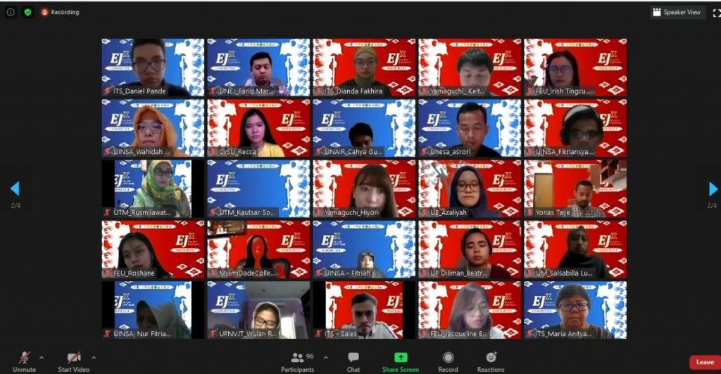 Online East Java Exploration (EJx) 2020 yang diikuti berbagai mahasiswa asal berbagai universitas di seluruh dunia