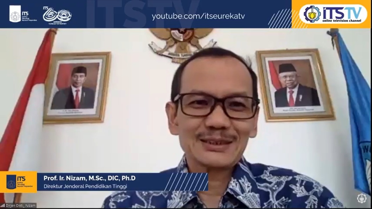 Dirjen Dikti Prof Ir Nizam MSc DIC PhD IPM ASEAN Eng ketika menghadiri webinar