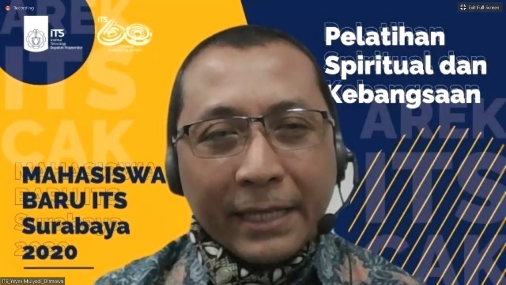 Ketua Pelaksana PSB ITS tahun 2020, Yeyes Mulyadi ST MSc PhD memberi arahan kegiatan secara virtual