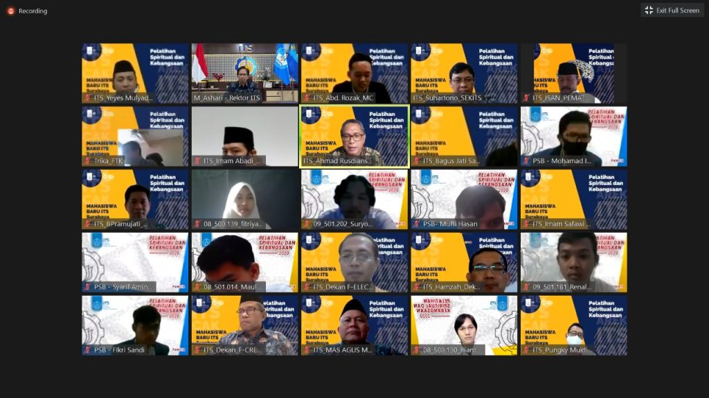 Pelatihan Spiritual dan Kebangsaan (PSB) untuk mahasiswa baru ITS digelar secara daring