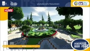 Para mahasiswa baru ITS diajak tur kampus secara virtual mellaui permainan minecraft yang dipandu langsung oleh sang perancang , Hadziq Fabroyir SKom PhD