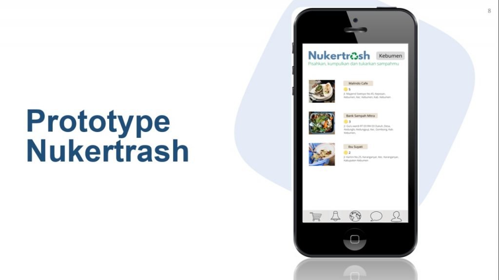 Katalog sampah yang tersedia di suatu lokasi pada aplikasi NUKERTRASH