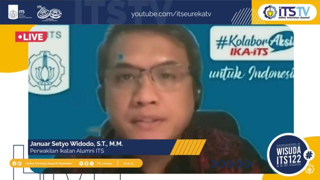 Januar Setyo Widodo ST MM, Wakil Ketua Umum Bidang Organisasi PP IKA ITS ketika menyampaikan sambutan secara virtual