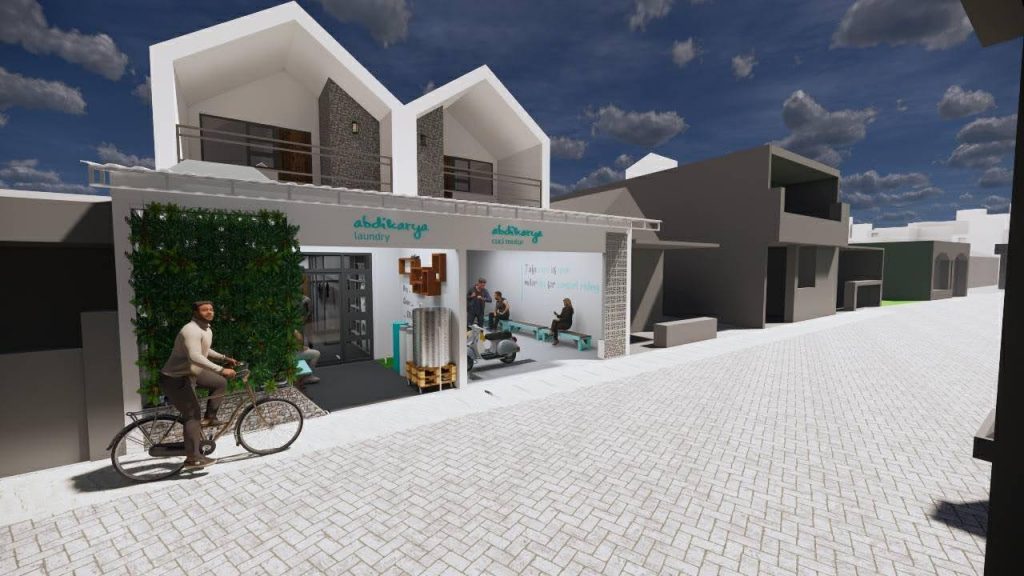 Desain luar laundry dengan dilengkapi IPAL untuk pengolahan limbah air cucian dengan prinsip 3R rancangan tim Abdi Karya ITS