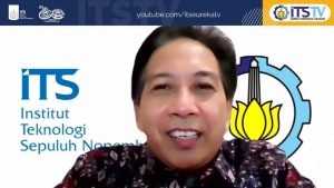 Rektor ITS Prof Dr Ir Mochamad Ashari MEng saat menyampaikan sambutannya secara daring dalam acara peresmian PUI-AIHeS