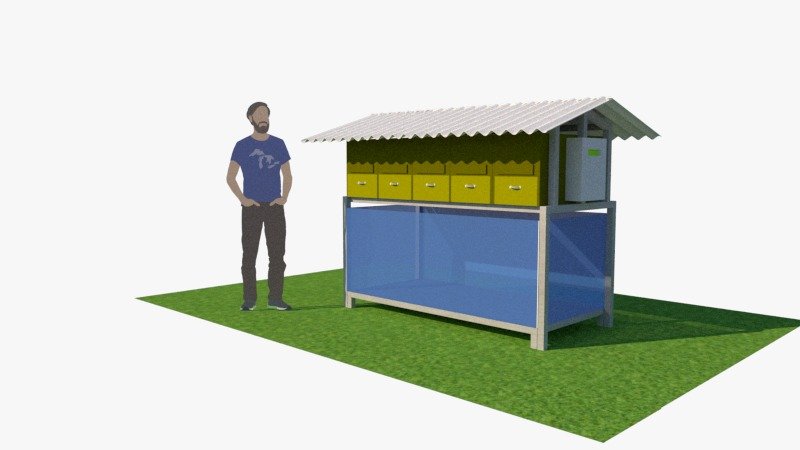 Rancangan KOMBO, tempat budidaya larva BSF dengan sistem kontrol otomatis berbasis IoT karya tim Sansboss ITS