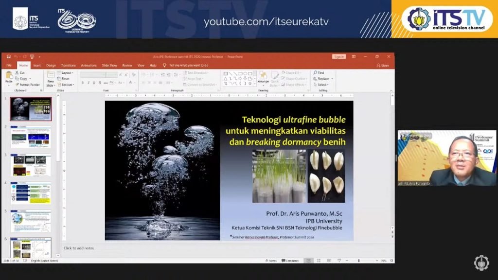 Prof Aris Purwanto dari IPB memaparkan Teknologi Ultrafine Bubble untuk mempercepat masa dormansi benih