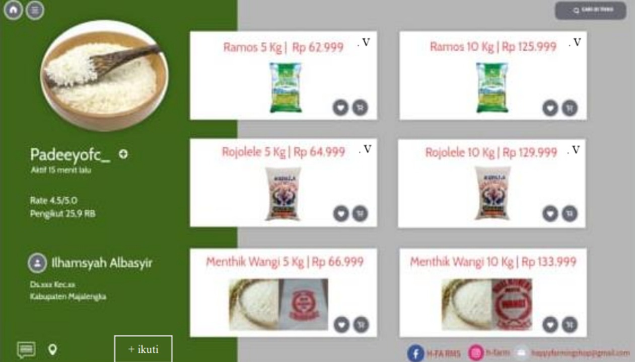 Salah satu tampilan dari website H-FARMS yang digagas Maria Ulfa Yanuar dan Lidwina Galuh Wandira