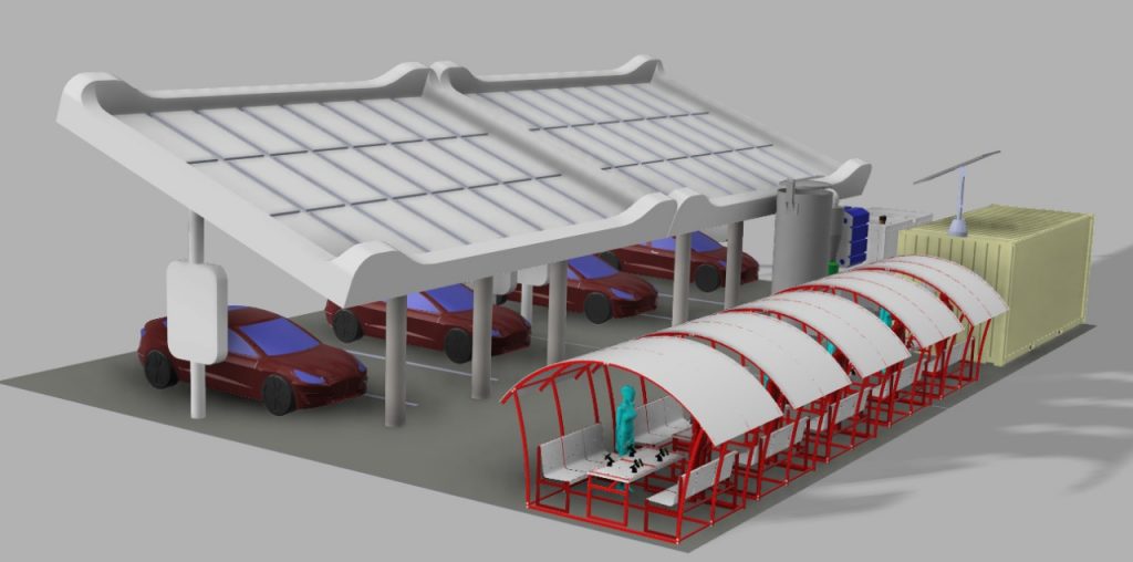Rancangan 3D smart charging station ramah lingkungan buatan tiga mahasiswa ITS