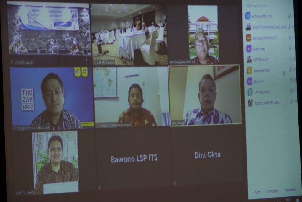 Sebagian peserta publikasi program pengembangan skema kompetensi untuk mahasiswa vokasi berstandar industri yang turut hadir secara virtual