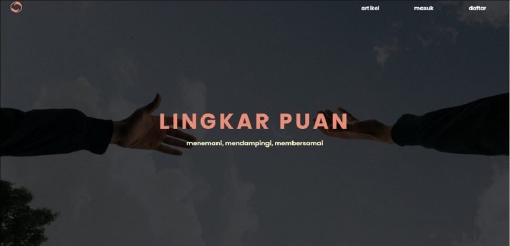 Tampilan halaman depan website Lingkar Puan, karya tim mahasiswa ITS