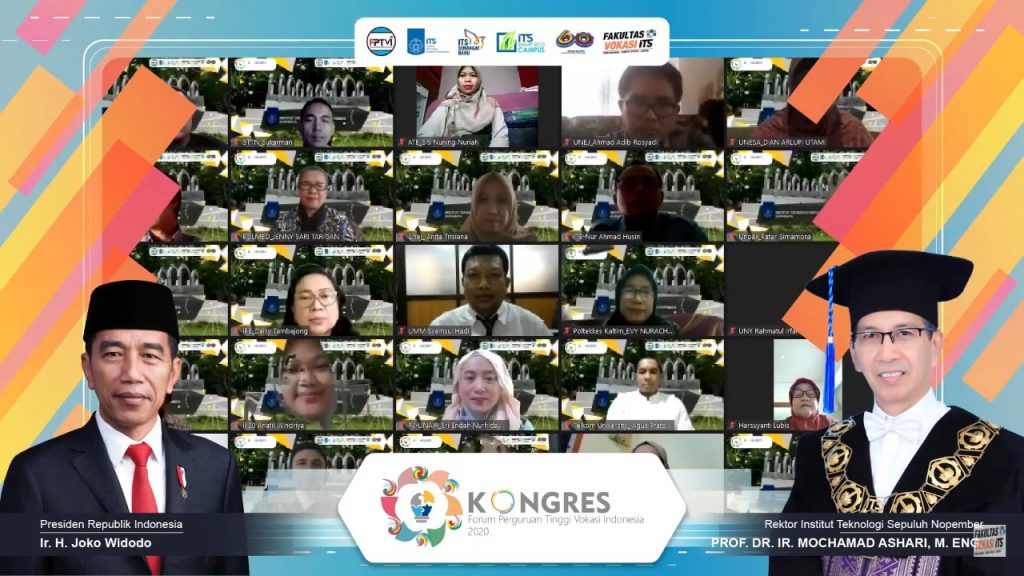 Para peserta yang hadir secara virtual saat sesi foto bersama pada Seminar Nasional dan Kongres FPTVI 2020