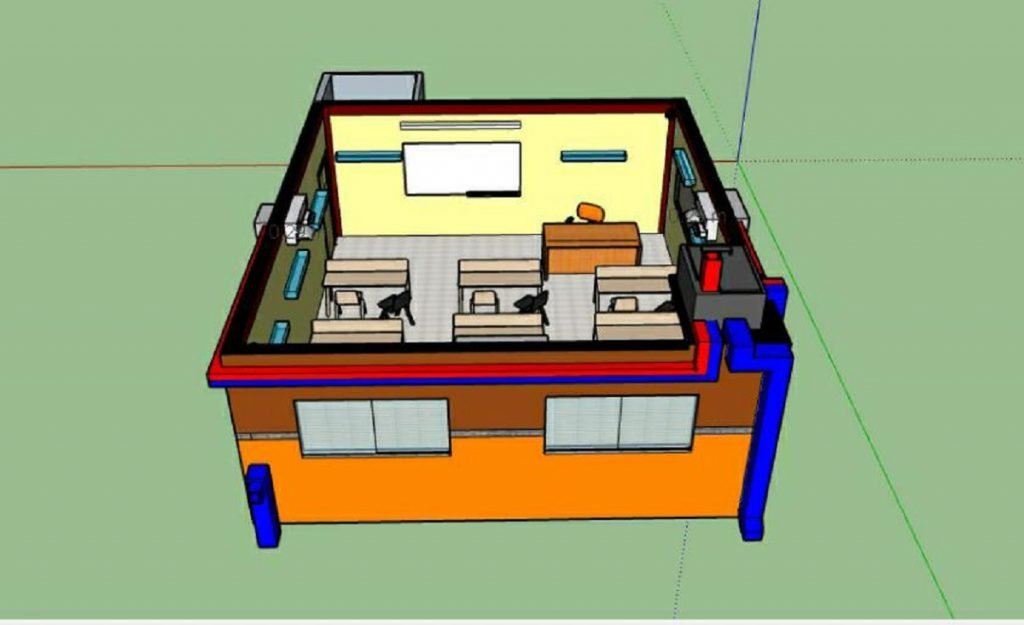(tampak atas) Desain Healthy Classroom (HCL) rancangan tiga mahasiswa ITS