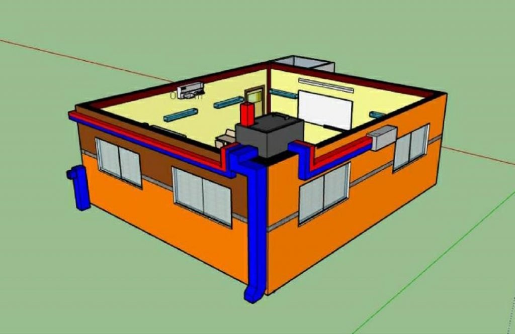 Desain Healthy Classroom (HCL) tampak samping, rancangan tiga mahasiswa ITS