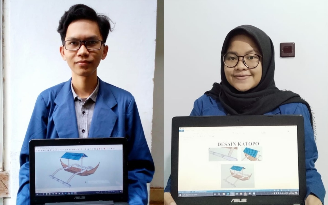 (dari kiri) Muhammad Arif Billah dan Ayunda Iga Indraswari saat menunjukkan prototipe Katopo