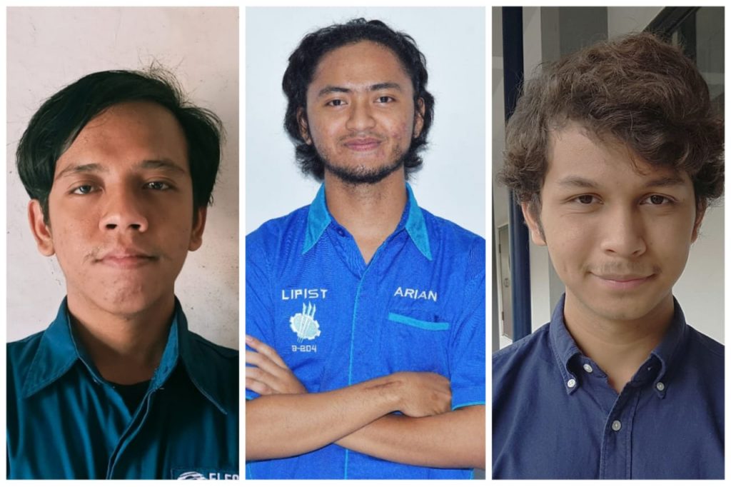 (dari kiri) Ilul Rohman, Mohammad Arian Rahmatullah, dan Muhammad Haikal, anggota Tim LIP1ST peneliti Wind Energy Smoother