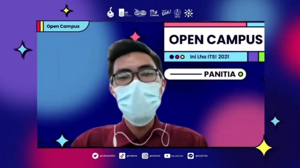 Ketua pelaksana Ini Lho ITS! 2021, Auliansyah Rizki Teknikade saat memberikan sambutan acara Open Campus ILITS 2021 secara virtual