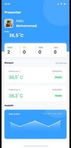 Desain aplikasi presensi dan pengecek kondisi suhu tubuh pada Presentar, rancangan tim mahasiswa ITS